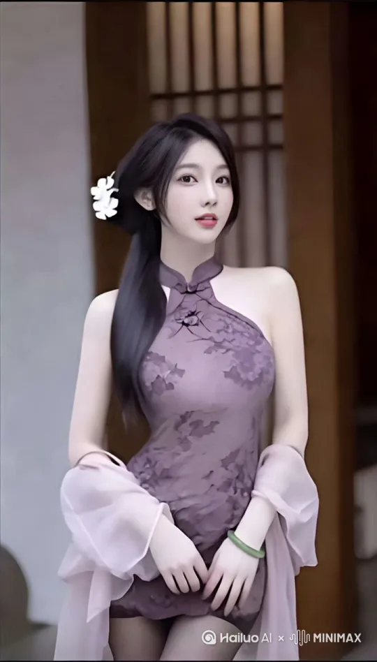 大师运镜捕捉美女热舞，她双手叉腰，先右后左扭动，再在头顶比心，表情可爱。垂直摇镜下，动作真实流畅统一柔和的光线渲染出迷人氛围。不露出牙齿，清晰，高质量，不扭曲，手快缓慢移动，不穿模，面部清晰，面部精致，肢体完美，慢动作，五官保持整齐一致 by Hailuo AI Video Generator