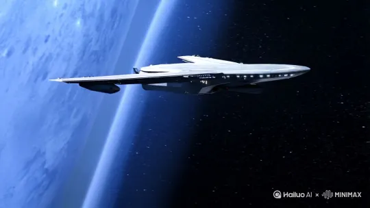 空天航母正在宇宙中巡航，霸气绝伦[右摇,变焦推进] by Hailuo AI Video Generator