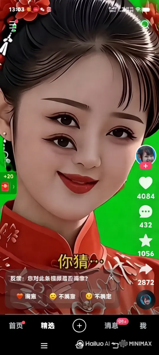 让女子笑起来，眼睛的黑色眼球转起来。 by Hailuo AI Video Generator