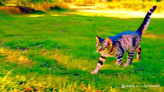 狸花猫在草地上捉蝴蝶 by Hailuo AI Video Generator