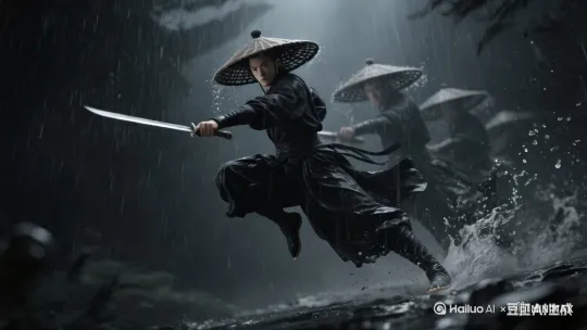 镜头特写高速运动镜头，环绕慢动作捕捉雨水掉落的瞬间 by Hailuo AI Video Generator