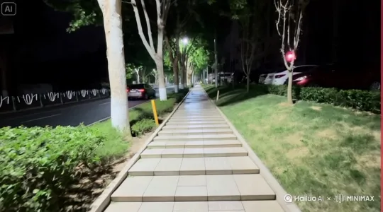 让中间的台阶先长满鲜花然后瞬间升起片片花瓣，要求其他背景不变 by Hailuo AI Video Generator