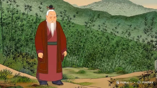 期，楚国苦县有一位声名远扬的学者李耳，字伯阳，世人尊称“老子”。他曾任周王朝图籍掌管，潜心钻研“道”学，认为万物生于道，著有《道德经》。当时，连孔子都曾前往楚国向他讨教。周王朝衰败后，老子为传播《道德经》，踏上了四处游说之路。起初，他带着书童，肩挑竹篓，每日行程不过五十里，每到一处便借学堂讲道，十分艰辛。后来在楚淮之地遇到一位青年，还得到一头青牛，从此他骑牛而行，行程也快了许多。
 
一日，老子过淮河后骑着青牛南行，来到浮山脚下。青牛被山上嫩绿的青草吸引，趁老子下牛问路时，飞奔上山。老子急忙呼喊，提醒青牛此山漂浮于水面，并不稳固。青牛这才察觉异样，匆匆下山，临走时还在山石上留下一个深深的牛蹄印。
 
之后，老子要前往精城，青牛却突然发了“牛脾气”，偏离方向狂奔。老子不慎从牛背上摔下，青牛一路跑到石门口的寺庙和丹房。原来，这青牛本是此地炼丹房的道童，因偷吃仙丹被变成青牛。看到曾经的寺庙、丹房已成废墟，师友离散，青牛不禁泪流满面，随后又原路返回。
 
老子见青牛回来，却发现少了一本《道经》，焦急又生气的他猛一跺脚，竟在平整的石面上跺出一个大脚印。他将书篓搬下，打算与青牛分道扬镳。然而，青牛默默跟随，眼神中满是委屈。老子心一软，想起青牛相伴的日子，觉得事有蹊跷，便原谅了它。青牛似乎听懂了老子的话，乖乖趴下，让老子重新将书篓放在背上。
 
岁月悠悠流转，老子留下的那个大脚印，仿佛有了生命，随着石头生长，如今已有近二尺长。这个“仙人脚”，成了当地百姓口中代代相传的神奇印记，诉说着那段久远而神秘的故事，也让人们对古老的传说充满了无尽的遐想 。 by Hailuo AI Video Generator