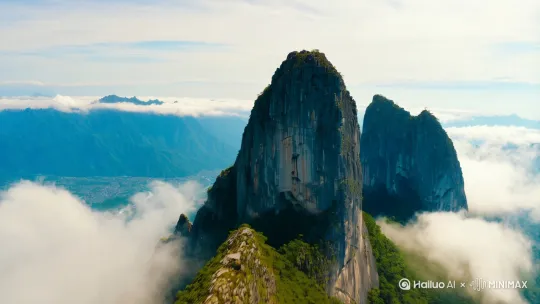 航拍芦山主峰 by Hailuo AI Video Generator