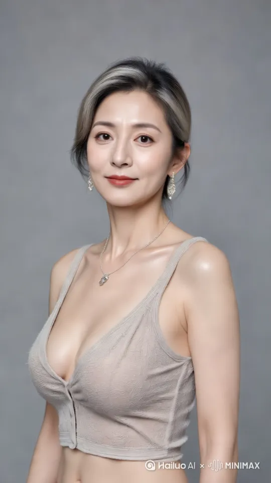 图中的女子用手弄了一下刘海，头发微动、真实，保持发型不变。微笑，动作自然，展现成熟女性的魅力， by Hailuo AI Video Generator