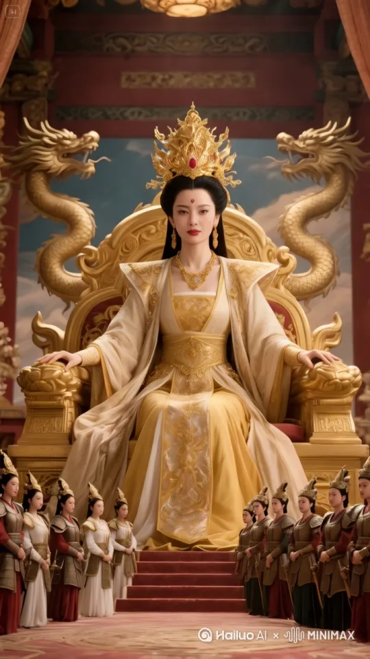 女王起身，缓慢前行 by Hailuo AI Video Generator