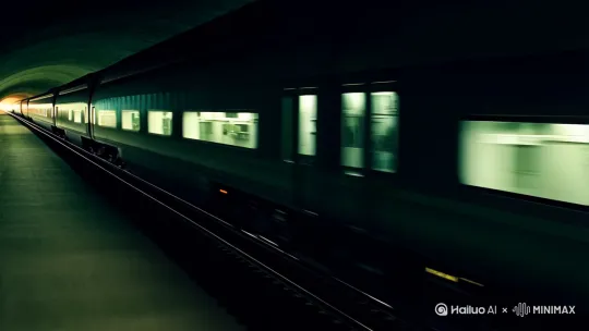 一辆高铁进入一个很长的隧道，出来后是一个很大又繁华的城市 by Hailuo AI Video Generator