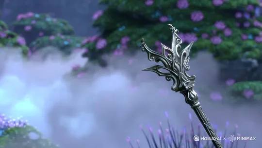 “法师法杖释放{能量载体}构成的{初始形态}，按{演化规则}扩展，{衰退特征}消散” by Hailuo AI Video Generator