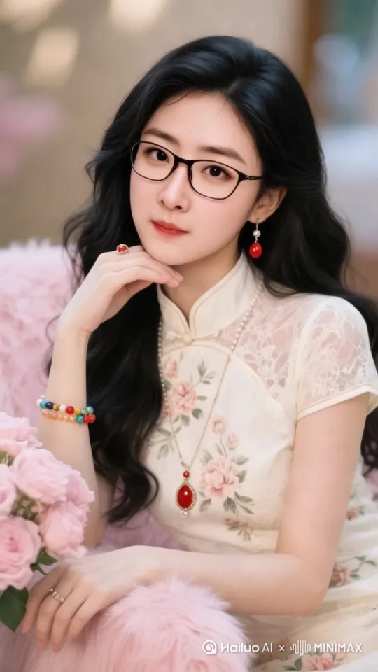 浮世幻梦·镜花水月**  
**风格**：虚幻唯美梦境  
**核心素材**：  
- 环境：多重圆形镜面组成无限反射空间，每个镜面呈现不同季节（樱花/枫叶/雪景/荷塘）  
- 互动效果：手指轻触镜头时所有镜子泛起水波纹，耳坠化作游鱼穿梭  
- 转场设计：甩袖动作触发镜面破碎成花瓣龙卷风  
**音乐**：空灵人声吟唱+水琴音色 by Hailuo AI Video Generator
