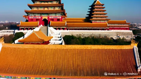 气势恢宏的中国传统宫殿建筑[左移,上升] by Hailuo AI Video Generator
