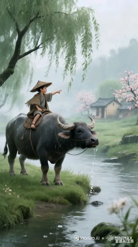 [左移]牛要动起来，水也要动起来 by Hailuo AI Video Generator