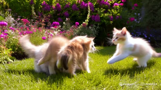 三只小猫打架 by Hailuo AI Video Generator