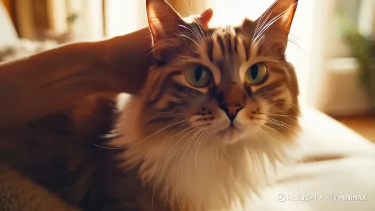 一只猫在深情的看着主人 by Hailuo AI Video Generator