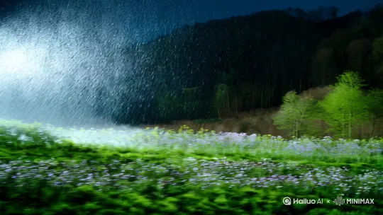 小雨知时节，当春乃发生。随风潜入夜，润物细无声 by Hailuo AI Video Generator