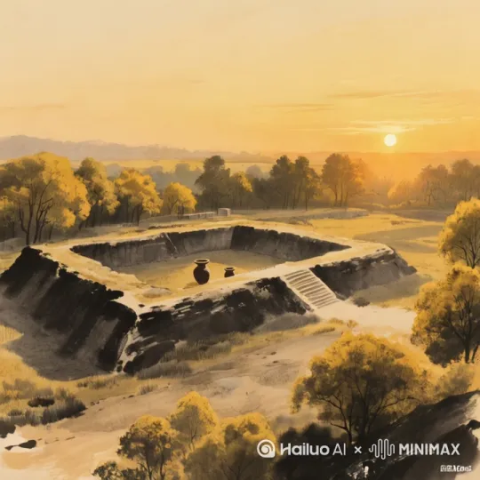水墨晕染出龙山文化陶寺遗址 by Hailuo AI Video Generator