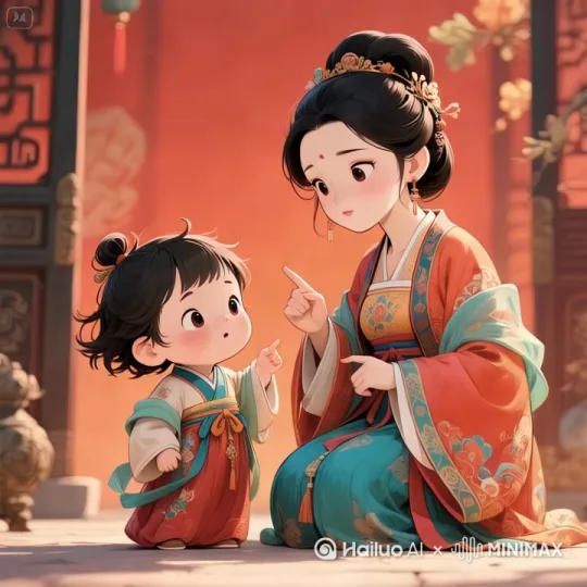 左边的小孩张嘴说话，肢体动作顺其自然，[推出,上升,下摇] by Hailuo AI Video Generator