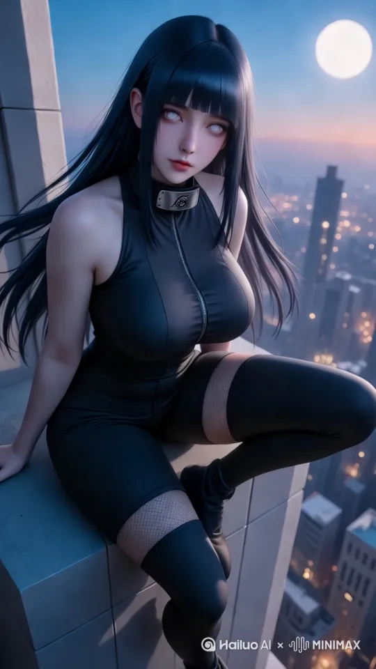 [左移,右摇,推进]长发飘飘，微微抬头。 by Hailuo AI Video Generator