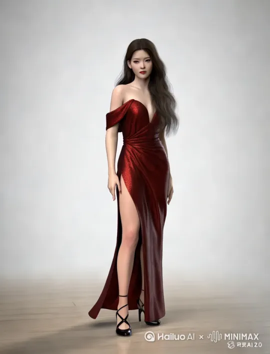 画面中央站立的女人，大量透明的水像被倾倒般迅速从左侧向人物泼水，迅速泼向女人，水花短暂飞溅后立刻消失，水流冲击女人的脸部。水流消退的同时，女人的服装逐渐变化为白色宽松衬衫和蓝丹宁短裤，衬衣和短裤显现出被水打湿的效果，紧贴在身体上。水流完全消失后，女人保持自然站姿，头发和衣服上带有明显的水珠效果。水珠分布在头发、脸部、衣领和衬衣表面，呈现出晶莹的湿润感，增强真实感。摄像机向后匀速移动或拉远，直至完整呈现人物全身停止 。 by Hailuo AI Video Generator