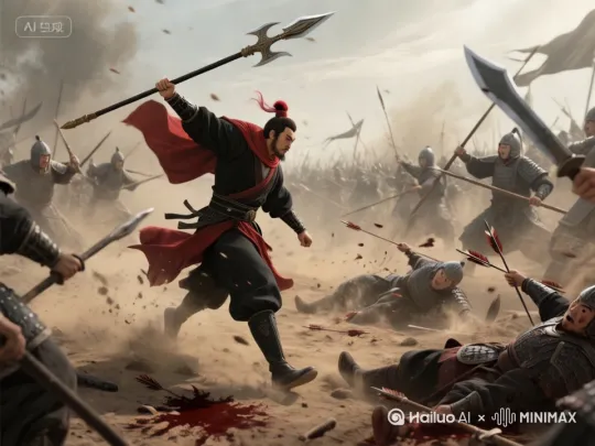 项羽陷入重围激烈拼杀[右移,左摇,跟随] by Hailuo AI Video Generator