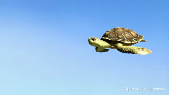 乌龟飞上天，天空之城，展现眼前。 by Hailuo AI Video Generator