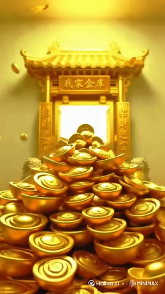 黄金源源不断的涌进金库内[拉远][右摇,变焦推进] by Hailuo AI Video Generator