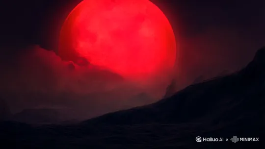 c红色的月亮，鬼帝出现 by Hailuo AI Video Generator
