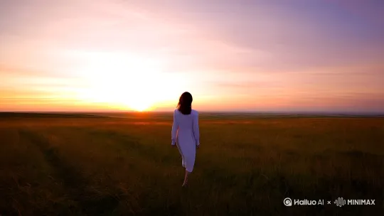 视频的主人公是一位年轻而性感的中年女性，她是一位旅行者，正在追寻内心的平静和灵感。她来到了一片宁静的草原，这里有最美的夕阳，她希望通过这次旅行找到内心的答案。

视频结构
1.
开场镜头：
广角镜头展示辽阔的草原和即将落下的夕阳，营造出一种宁静和神秘的氛围。
主人公从远处走来，背对着镜头，逐渐走近。
2.
中景镜头：
主人公停下脚步，转身面向夕阳，闭上眼睛，深吸一口气，仿佛在感受大自然的气息。
镜头慢慢转动，从她的背影转到侧面，展示她的服装和发型。可以加入一些慢动作效果，突出她的优雅和从容。
3.
特写镜头：
拍摄她的头发在风中飘动的细节，以及夕阳在她身上的光影变化。可以使用微距镜头捕捉这些细节，增加视觉冲击力。
她睁开眼睛，看向远方，仿佛在思索什么。
4.
互动镜头：
她转身面对镜头，露出一个淡淡的微笑，然后开始慢慢走动。
镜头跟随她的步伐，展示她在夕阳下的身影。可以加入一些自然的音效，例如风声和鸟鸣，增强现场感。
5.
高潮镜头：
她停下脚步，再次闭上眼睛，双手合十，仿佛在祈祷或冥想。
镜头慢慢拉远，展示她在辽阔草原上的身影，夕阳逐渐落下，天空变得更加绚丽多彩。
6.
结尾镜头：
她睁开眼睛，露出一个满足的微笑，仿佛找到了内心的平静。
镜头回到全景，展示夕阳和她在夕阳下的身影，形成首尾呼应。
音乐和音效

选择一首悠扬的音乐作为背景音乐，例如古典音乐或轻柔的电子音乐。音效方面，可以加入风声、鸟鸣等自然音效，增强现场感和氛围感。

后期制作
1.
调色：调整视频的色调，使整体画面更加温暖和柔和，突出夕阳的橙黄色调。可以使用滤镜或手动调整色彩平衡。
2.
剪辑：将各个镜头流畅地剪辑在一起，注意节奏的把控，使视频既有变化又不失连贯性。
3.
特效：适当加入一些特效，例如慢动作、镜头抖动等，增加视频的动感和视觉吸引力。 by Hailuo AI Video Generator