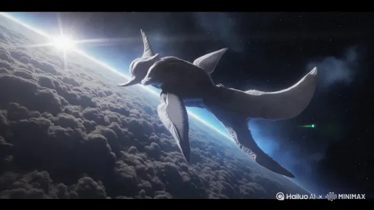 美女骑着飞马遨游太空 by Hailuo AI Video Generator