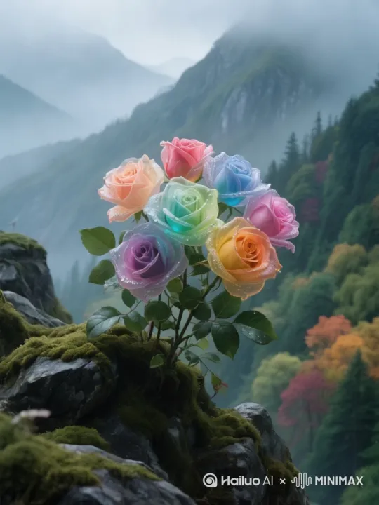 360度镜头环绕，水滴落下，下雨，花朵在动晃动。[右移,左摇,跟随] by Hailuo AI Video Generator