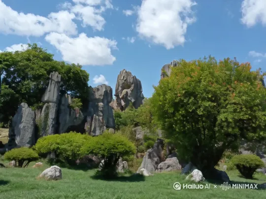 白云飘动，风吹绿树的样子 by Hailuo AI Video Generator