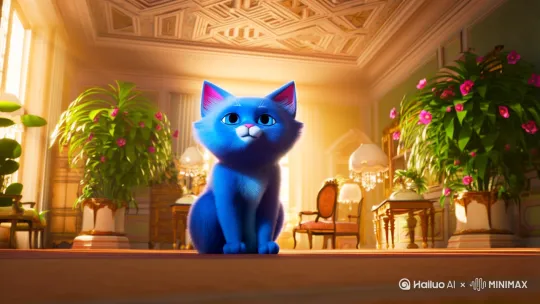 可爱的蓝色小胖猫 by Hailuo AI Video Generator