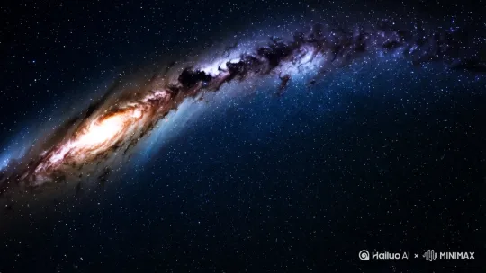 宇宙银河浩淼无边，星空璀璨，缓慢旋转，不时有异轨道小行星快速穿过，有火焰划过，不时有雷电闪过，左摇镜头180”，电影广角质感，3D高清32K。 by Hailuo AI Video Generator