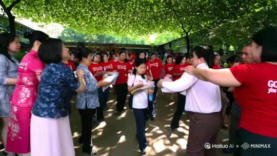 清晨，考点大门外已是人山人海。阳光透过树叶缝隙洒下斑驳光影。

穿着各色旗袍（寓意“旗开得胜”）的妈妈们，紧张又期待地整理着孩子的衣领，反复叮嘱“别紧张”、“仔细审题”。

不苟言笑的爸爸们，默默递上准备好的矿泉水，拍拍孩子的肩膀，眼神里是厚重的期望和不易察觉的紧张。

穿着统一红色“加油”T恤的老师们，和每个学生击掌、拥抱，喊着“稳住，你能行！”。

考生们：有的低头最后翻看笔记，手指微微发抖；有的深呼吸，闭眼调整状态；有的和同学互相打气，露出勉强的笑容；还有的戴着耳机，隔绝外界，沉浸在自己的世界里。

警戒线拉起，保安维持秩序。考点大门缓缓打开，人群一阵骚动。

特写镜头： 一只紧紧攥着准考证的手；一位妈妈偷偷抹去眼角的泪花；一位老师目送学生进场的背影；一个考生回头看向父母时，露出的坚定眼神
总视频时长为30秒 by Hailuo AI Video Generator