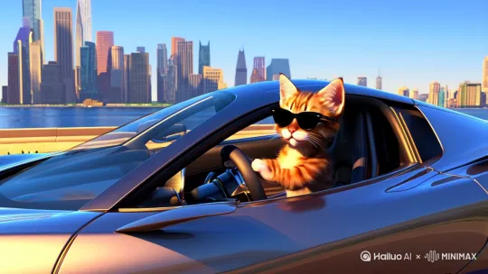 小猫开跑车 by Hailuo AI Video Generator