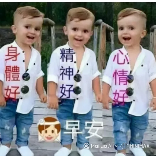 \让三个小男孩先互相拉手，然后做手势比心动作！ by Hailuo AI Video Generator