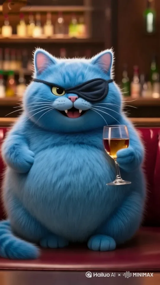 蓝猫表现出舔嘴害怕，又顾右盼，不知所措 by Hailuo AI Video Generator