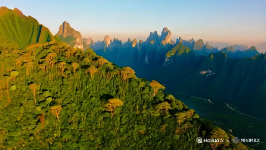 无人机视角航拍热带天山风景 by Hailuo AI Video Generator