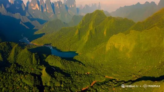 无人机视角航拍热带天山风景 by Hailuo AI Video Generator
