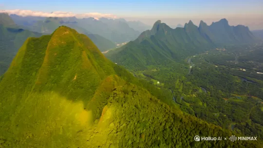 无人机视角航拍热带天山风景 by Hailuo AI Video Generator