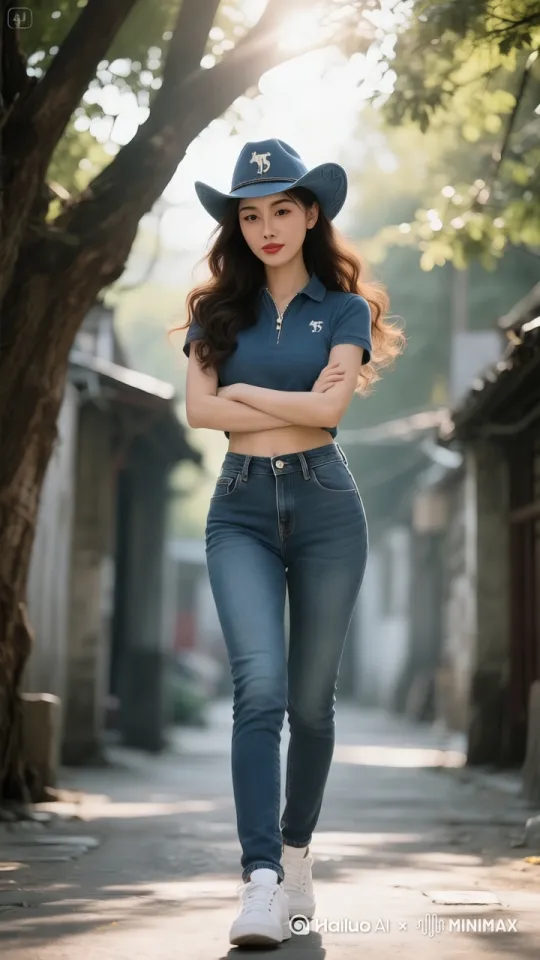 [右移,左摇,跟随]美女朝前走动，镜头始终跟着美女拍摄 by Hailuo AI Video Generator