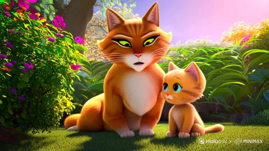 金黄色的猫妈妈用最前沿、最有效、最温婉的语气使猫宝宝开心接受，并答应妈妈不再沉迷游戏。生成三分钟以上的视频 by Hailuo AI Video Generator