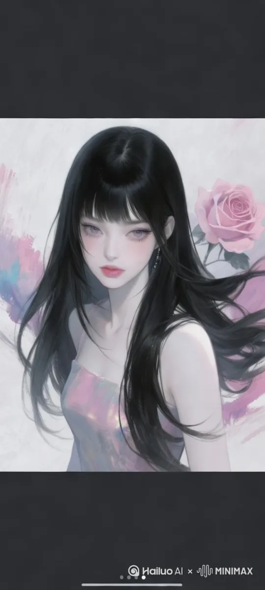 头发被风吹动，女孩在眨眼睛 by Hailuo AI Video Generator