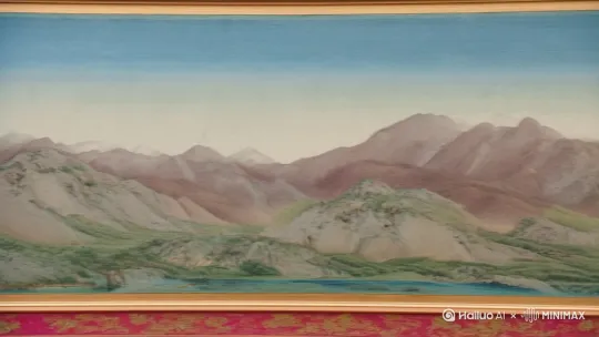 画
【唐】王维
远看山有色，
近听水无声.
春去花还在，
人来鸟不惊. by Hailuo AI Video Generator