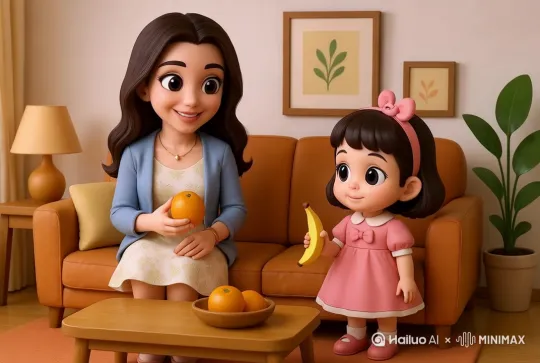 核心主体:坐在沙发上的女人和穿粉色连衣裙的小女孩。
人物动作:小女孩捂着眼睛嚎啕大哭,眼泪从眼睛里飞出来;女人则温暖地看着小女孩。
画面风格:3D渲染。其他保持原图不变。
清晰度:4K超高清
画面比例:16:6 by Hailuo AI Video Generator
