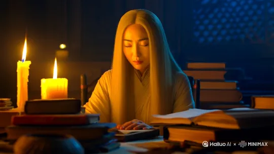 2007年一个深夜，长发微黄五官倾城的娜薇在处理工作，疲惫睡着后穿越到了大堂盛世，与丞相大公子相爱相杀最终…… by Hailuo AI Video Generator