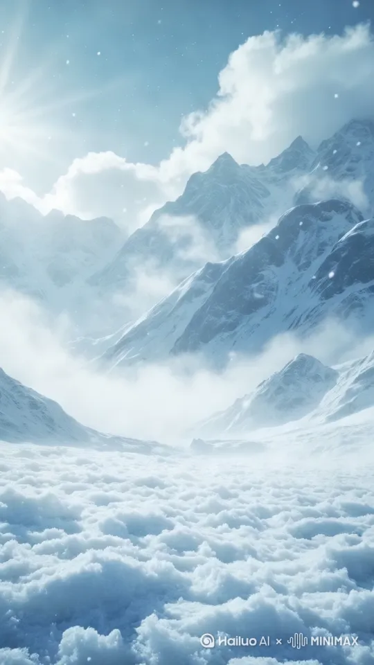 远景中速推进，展现整个雪境的宏大与圣洁 by Hailuo AI Video Generator