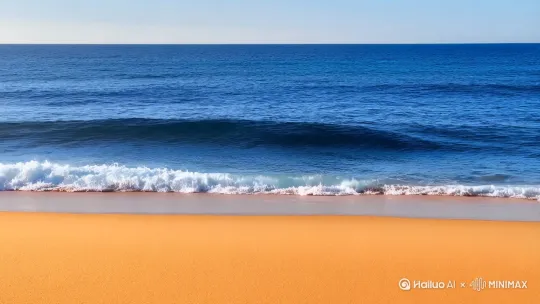 /金色海滩。蓝色的海浪 by Hailuo AI Video Generator