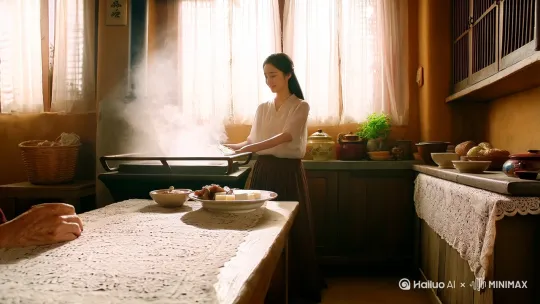 个怎样处理好婆媳关系，母新节婆婆想吃传统令莱豆腐、粉条、肉媳妇做了可囗的传统会莱，婆婆很开心，婆媳关系更融洽了 by Hailuo AI Video Generator