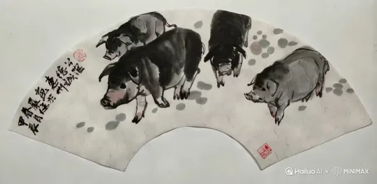 让画中的猪在纸上生动灵活的走来走去 by Hailuo AI Video Generator