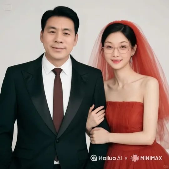 让两人拥抱在一走，面带微笑，激情热吻 by Hailuo AI Video Generator